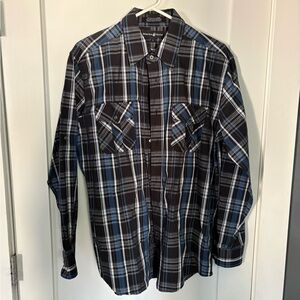 Beverly Hills Polo Club Black & Blue Plaid Button-Down Shirt